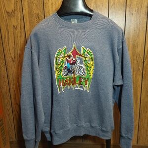 Vintage Harley Davidson Sweatshirt 1976 Rats Hole Large Fruit Of The Loom Gray